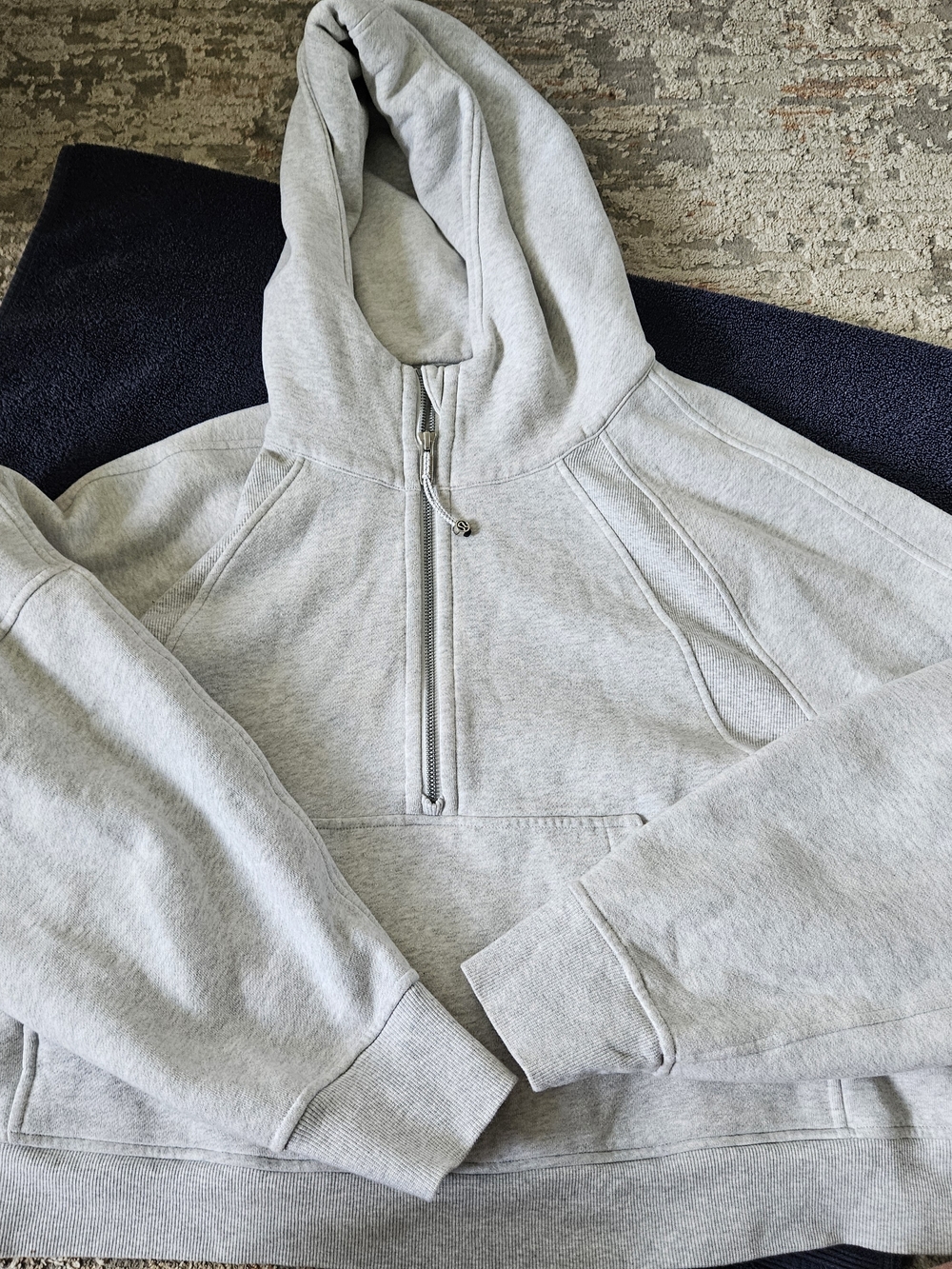 Women's Light Gray Half-Zip Hoodie Sweatshirt